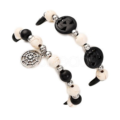 2Pcs Glass & Synthetic Turquoise Beads Stretch Bracelets BJEW-JB12483-02-1
