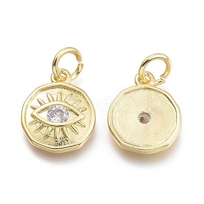 Brass Micro Pave Cubic Zirconia Pendants KK-P187-17A-G-1