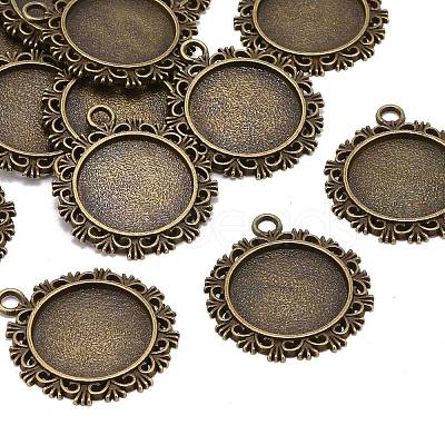 Vintage Flat Round Alloy Pendant Cabochon Settings LS-PALLOY-N0088-66AB-NF-1