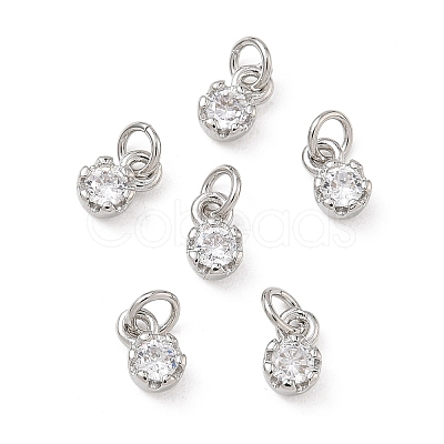 Brass Micro Pave Clear Cubic Zirconia Charms KK-D289-48A-P-1