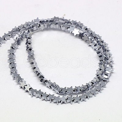 Electroplate Non-magnetic Synthetic Hematite Beads Strands G-J173-4x4mm-02-1