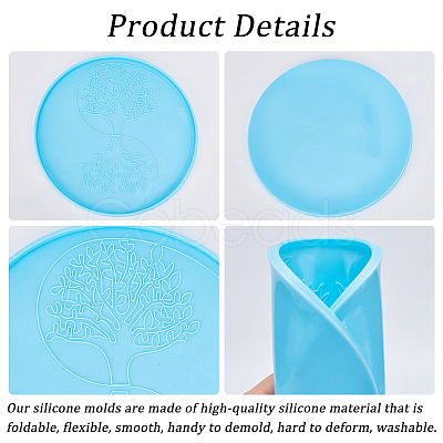 DIY Laser Effect Tai Ji & Tree of Life Pattern Display Decoration Silicone Molds SIL-WH0014-34A-1