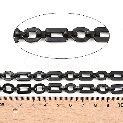 201 Stainless Steel Oval with Rectangle Link Chains CHS-F024-01A-EB-1