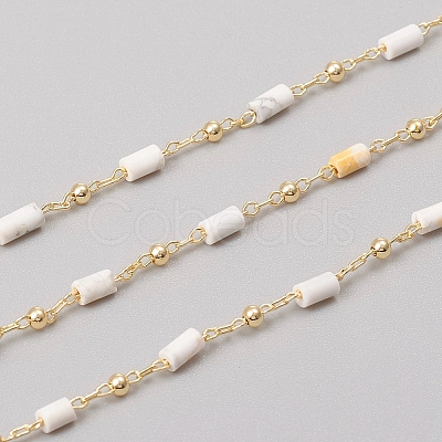3.28 Feet Handmade Natural Howlite Beaded Chains X-CHC-E021-01G-1