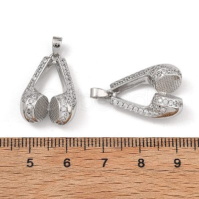 Brass Micro Pave Clear Cubic Zirconia Pendants CU-L277-12P-1