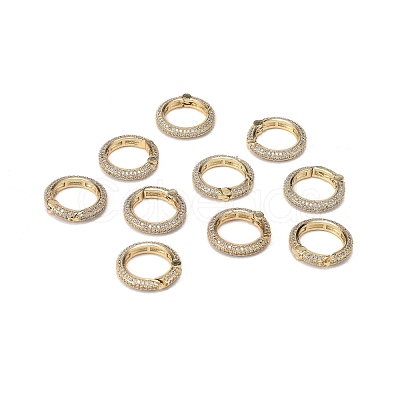 Brass Micro Pave Clear Cubic Zirconia Spring Gate Rings ZIRC-F120-007G-1