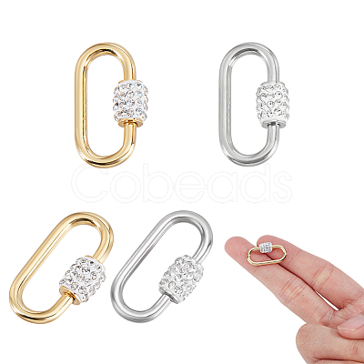 4Pcs 2 Colors 304 Stainless Steel Screw Carabiner Lock Charms STAS-HY0001-95-1