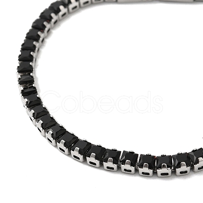 Black Cubic Zirconia Tennis Bracelet BJEW-M301-01P-01-1