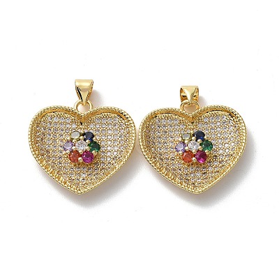 Brass Cubic Zirconia Pendants KK-G453-25G-1