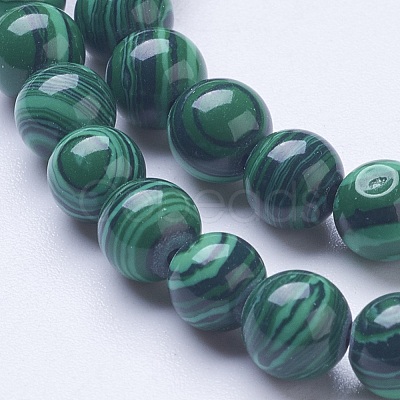 Synthetic Malachite Beads Strands G-D855-02-6mm-1