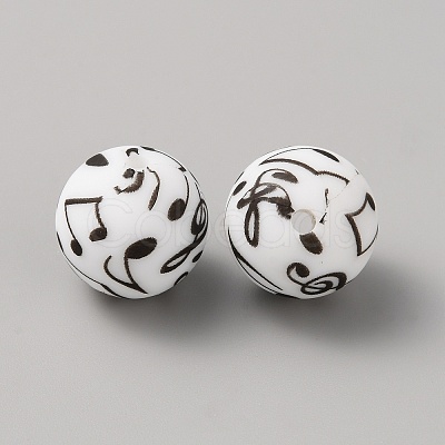 Printed Silicone Focal Beads LS-SIL-WH0003-14-1