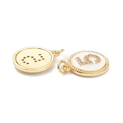 Brass Micro Pave Clear Cubic Zirconia Charms ZIRC-J040-44G-05-1