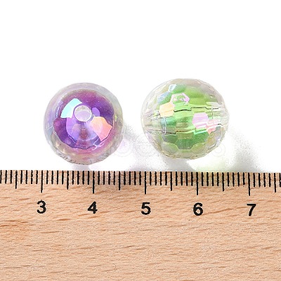 UV Plating Rainbow Iridescent Acrylic Beads OACR-H112-16B-1