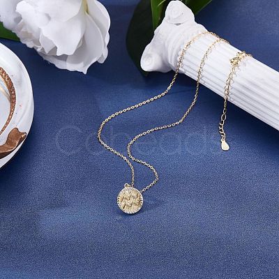 925 Sterling Silver 12 Constellation Necklace Gold Horoscope Zodiac Sign Necklace Round Astrology Pendant Necklace with Zircons Birthday Jewelry Gift for Women Men JN1089A-1