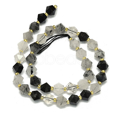 Natural Tourmalinated Quartz Beads Strand G-I376-A23-01-1