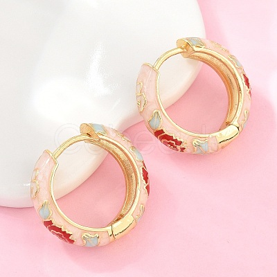 Brass Enamel Hoop Earrings KK-CBA8324-13G-1