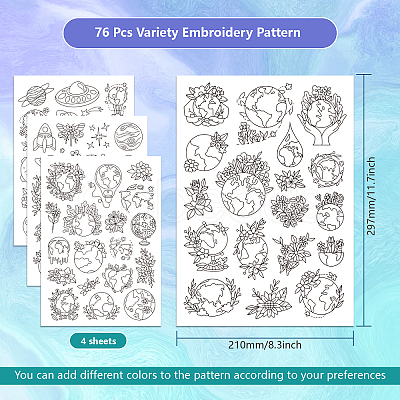 4 Sheets 11.6x8.2 Inch Stick and Stitch Embroidery Patterns DIY-WH0455-063-1