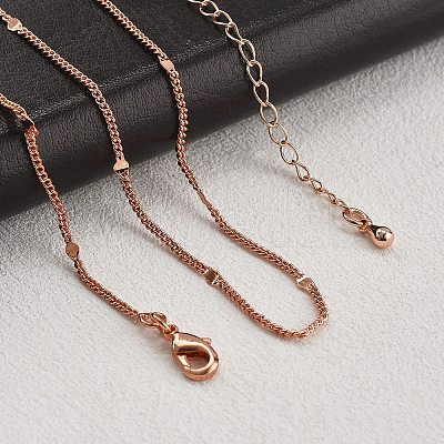 Brass Curb Chains Necklaces for Women NJEW-D302-18RG-1