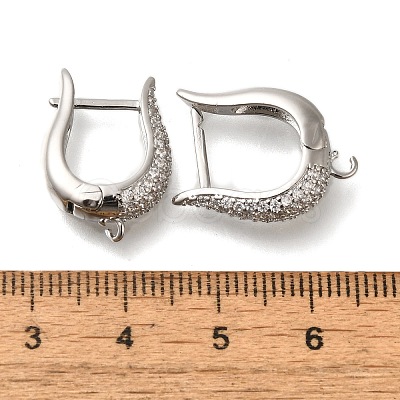 Rack Plating Brass Micro Pave Cubic Zirconia Hoop Earring Findings EJEW-H143-07P-1
