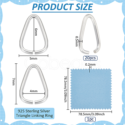 20Pcs 925 Sterling Silver Triangle Linking Ring STER-BC0002-21S-1