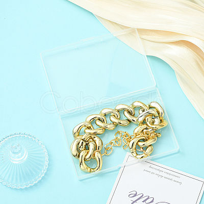 1Pc Aluminum Chunky Cuban Link Chain Choker Necklaces for Women NJEW-SP0001-11LG-1
