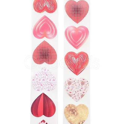 500 Paste Paper Self-Adhesive Heart Stickers AJEW-S085-02C-1