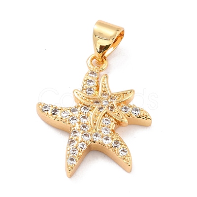 Brass Micro Pave Clear Cubic Zirconia Pendants ZIRC-L100-068G-1