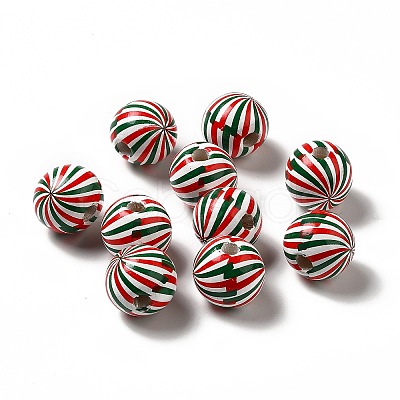 Christmas Theme Printed Natural Wooden Beads WOOD-L020-A04-1