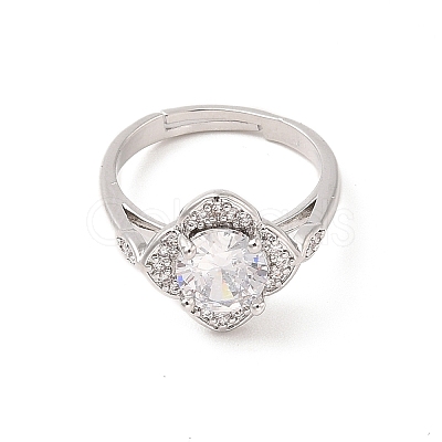 Brass Micro Pave Cubic Zirconia Rings RJEW-R146-06E-P-1
