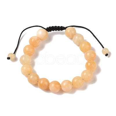 10mm Round Natural Yellow Jade Braided Bead Bracelets BJEW-C067-01C-12-1