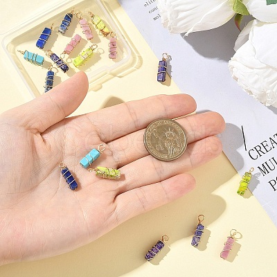 20Pcs 5 Styles Natural & Synthetic Gemstone Pendants PALLOY-YW00084-1
