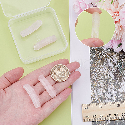 6Pcs Natural Rose Quartz Connector Charms G-AR0006-27B-1
