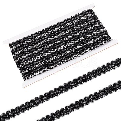 12M Polyester Glitter Wavy Fringe Trim Ribbon OCOR-WH0003-031A-1