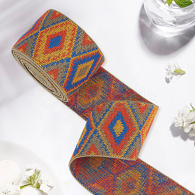 2.5Yards Rhombus Vintage Jacquard Polyester Ribbon OCOR-CY0004-48B-1