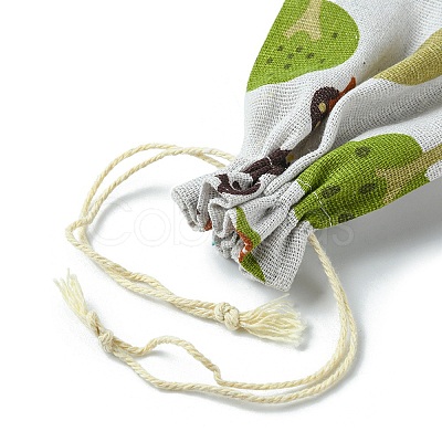 10Pcs 5 Styles Printed Polycotton(Polyester Cotton) Packing Pouches Drawstring Bags ABAG-YW0001-04-1