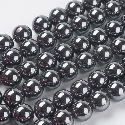 AAA Grade Black Non-Magnetic Synthetic Hematite Round  Beads Strands X-G-H1069-1-1