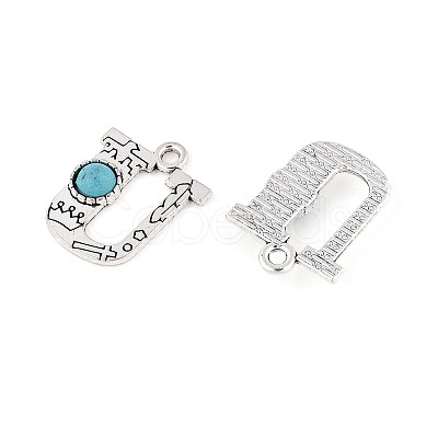 Synthetic Turquoise & Alloy Pendants PALLOY-H146-01AS-U-1