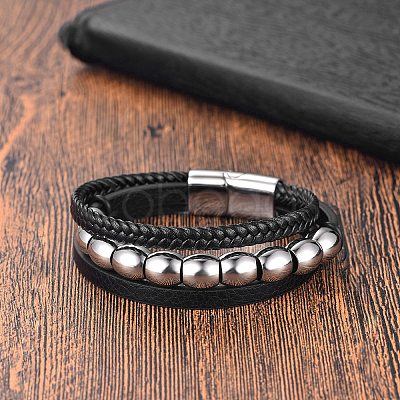 Imitation Leather Triple Layer Multi-strand Bracelets PW-WG04799-02-1