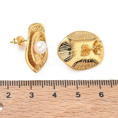 304 Stainless Steel & ABS Plastic Pearl Stud Earrings SA-CBA2696-37G-1