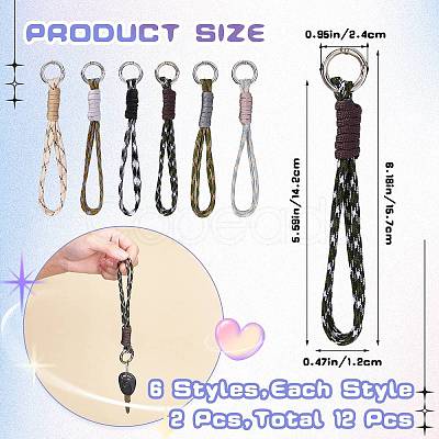 12Pcs 6 Colors Polyester & Spandex Parachute Cord Pendant Decorations HJEW-SZ00128-1