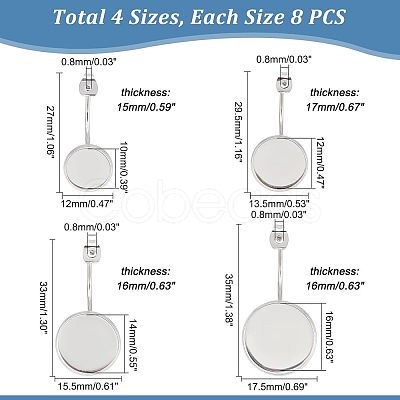 32Pcs 4 Styles 304 Stainless Steel Ear Nuts STAS-UN0033-26-1