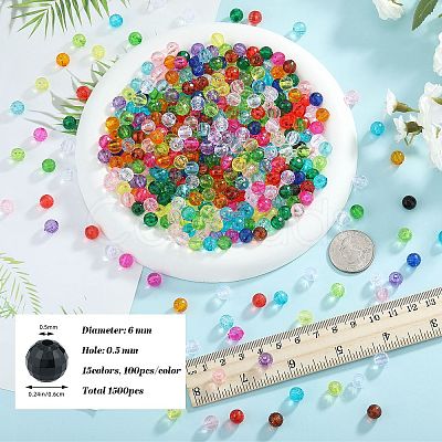 1500Pcs 15 Colors Transparent Acrylic Beads TACR-SZ0001-21A-1