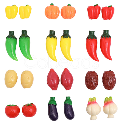 24Pcs 12 Style EPMC Resin Mini Imitation Vegetables Decoration MIMO-FG0001-01-1