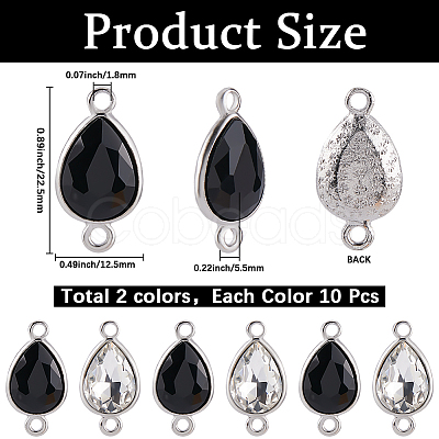 20Pcs 2 Colors Alloy Faceted Glass Connector Charms FIND-SC0016-29-1