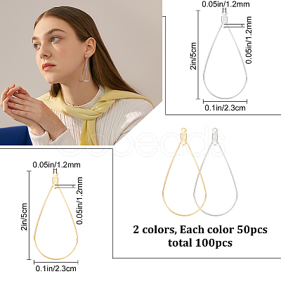 100Pcs 2 Color 304 Stainless Steel Wire Pendants STAS-BBC0001-05-1