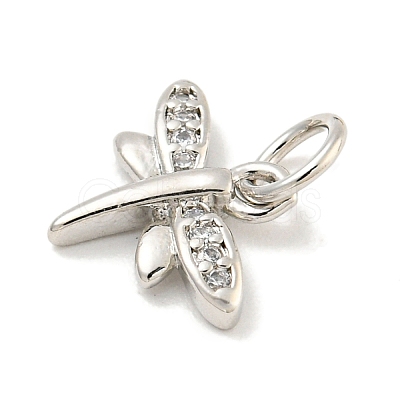Rack Plating Brass Micro Pave Clear Cubic Zirconia Pendants KK-B093-10A-P-1