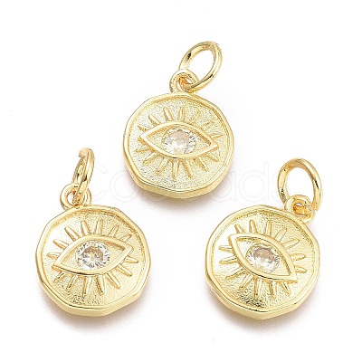 Brass Micro Pave Cubic Zirconia Pendants KK-P187-17E-G-1
