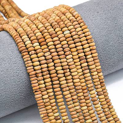 Natural Wood Lace Stone Wooden Jasper Beads Strands G-P575-A40-4x2mm-1