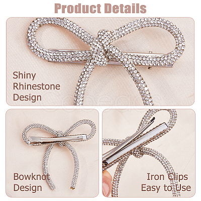 4Pcs Bowknot Rhinestone Alligator Hair Clips PHAR-HS0001-04-1