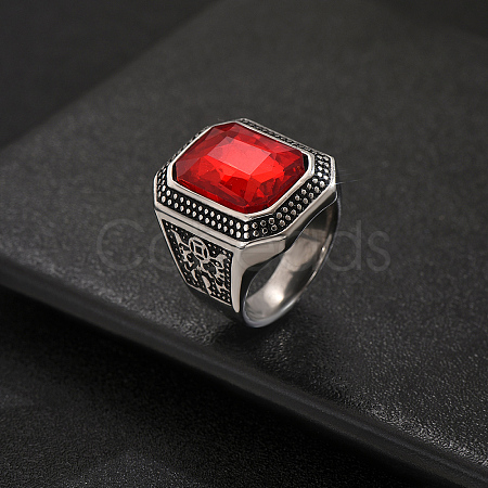 316 Stainless Steel Pave Cubic Zirconia Statement Finger Rings for Men EZ2638-3-1